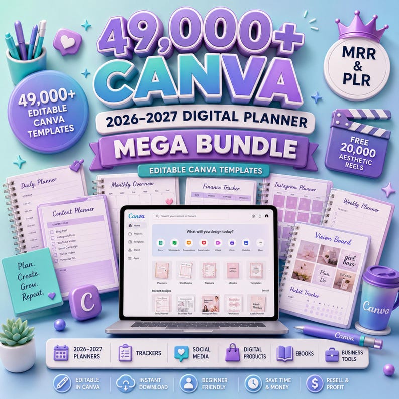 49,000+ Digital Planner Bundle 2026 | PLR & MRR